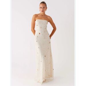 Peppermayo Shell Sequin Knit Maxi Strapless Sz 8 Dress Mermaid Prom Homecoming